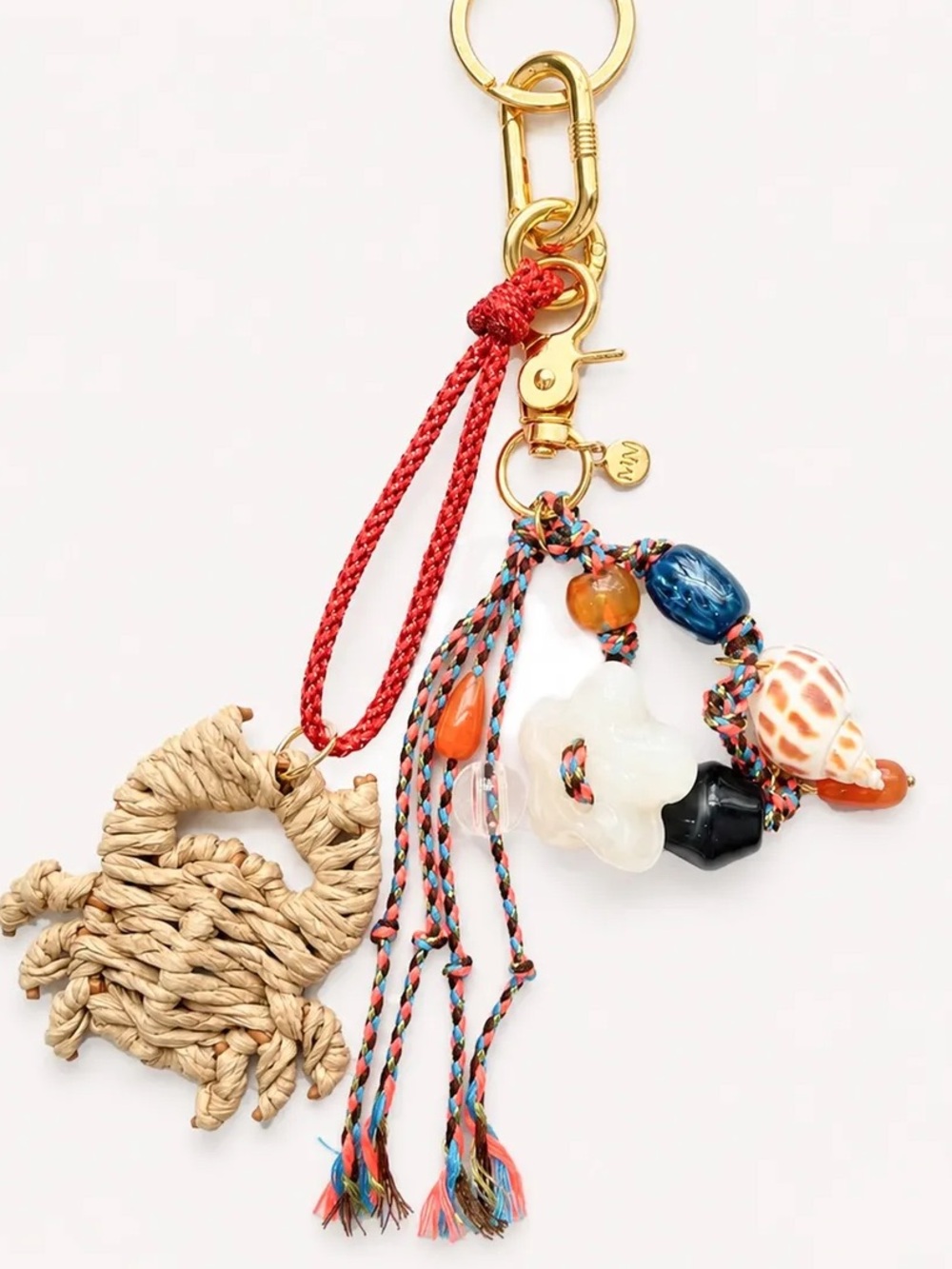 IMayamar Multicolor Tassel Bag Charm or Keychain with Natural Rope Crab